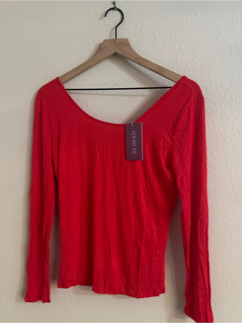 New with tags - ADORE ME Red Long-Sleeve Scoop Neck Top - Women’s Large
